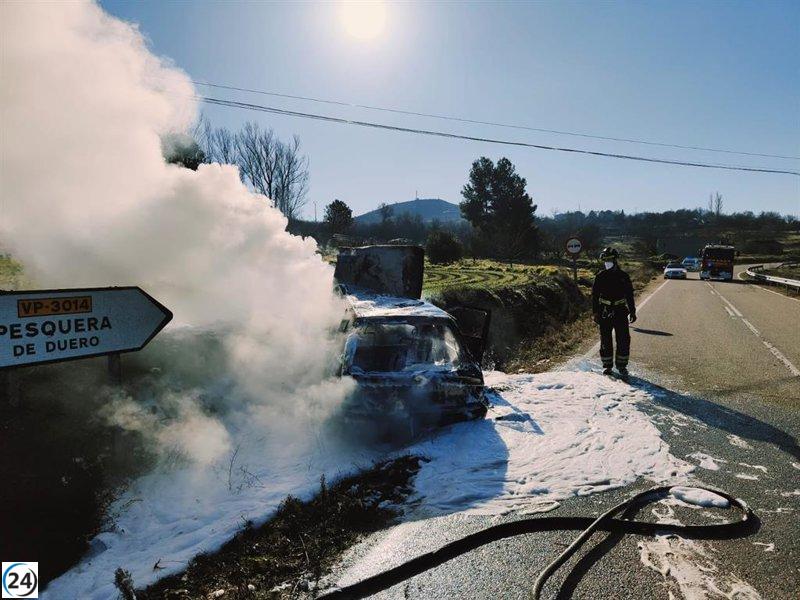 Fatal accidente en Piñel (Valladolid): un muerto y un herido en incendio de automóvil.