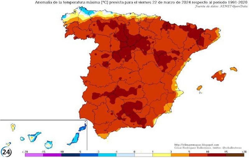 Temperaturas excepcionalmente altas en Castilla y León este viernes, más propias del verano.