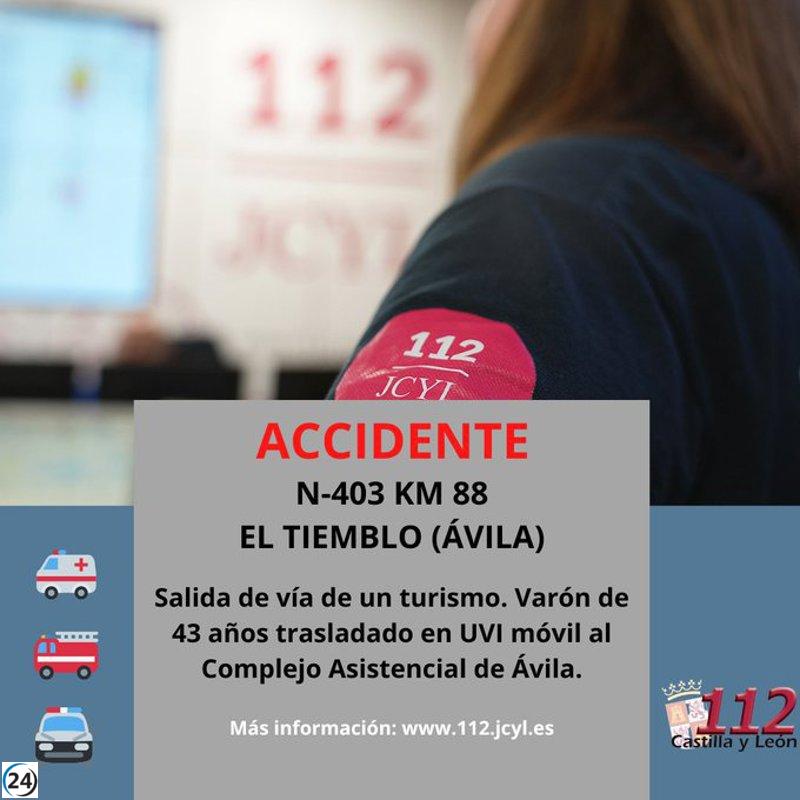 Accidente en la N-403 en El Tiemblo deja un herido.