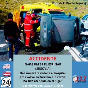 Accidente en la N-603 en El Espinar deja dos personas heridas.