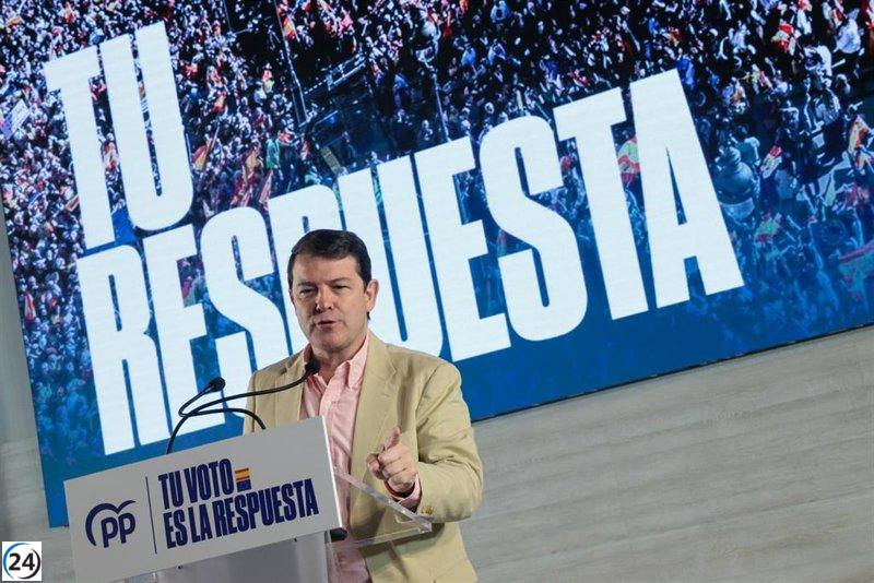 Mañueco critica a Sánchez por perjudicar la industria minera, detener proyectos de infraestructuras y menospreciar a la agricultura.