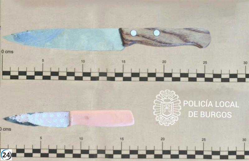 Dos individuos arrestados en Burgos por amenazas con cuchillos.