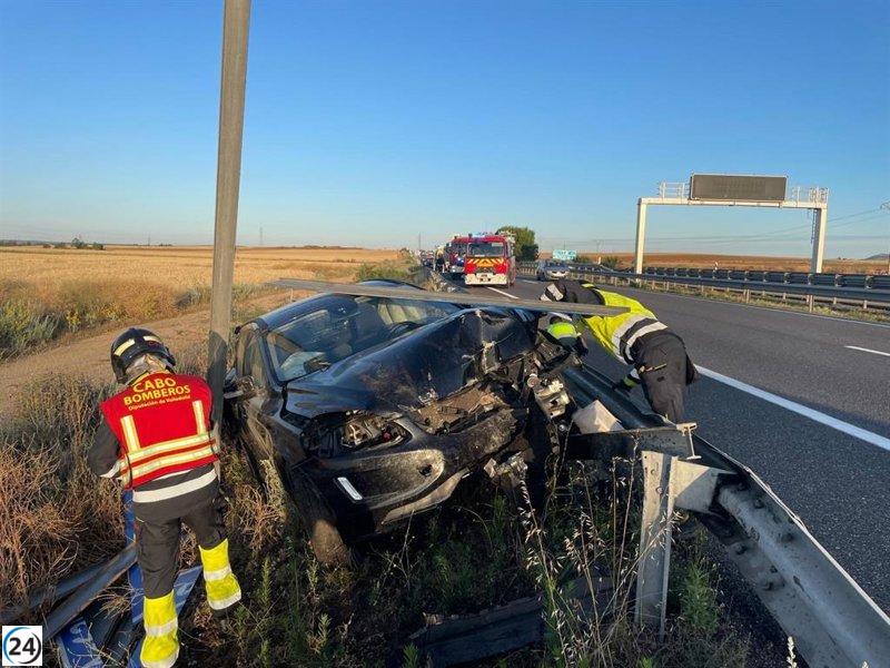 Accidente en la A-62 en Tordesillas deja dos heridos.