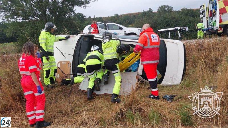 Persona excarcelada tras accidente de tráfico en Basconcillos del Tozo, Burgos.
