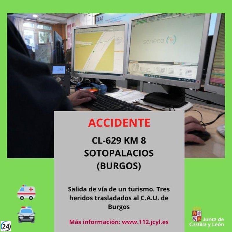Accidente en la CL-629 en Sotopalacios deja tres heridos.