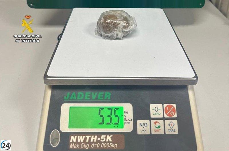 Arrestado en Fresno del Río (Palencia) con 53,5 gramos de hachís.