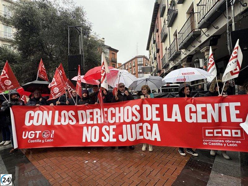 Cientos se manifiestan en Valladolid en defensa de los derechos laborales.