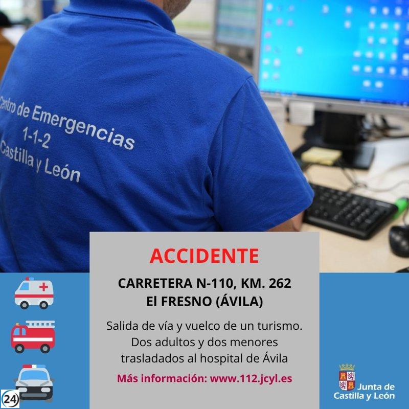 Accidente en la N-110 en El Fresno deja cuatro heridos, incluidos dos niños.