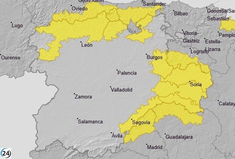 Se emite alerta amarilla por nevadas en montañas de Burgos, Palencia, León, Segovia y Soria.