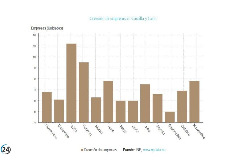 La fundación de nuevas empresas en Castilla y León disminuye un 3,1% en 2024.