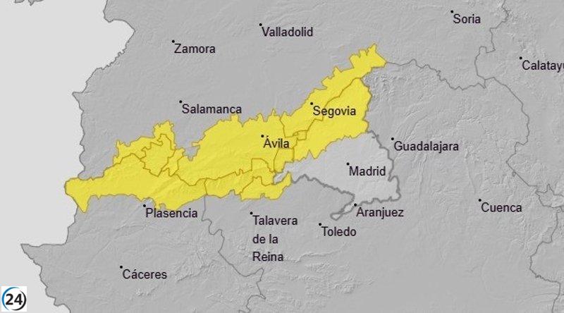 Aemet emite alerta naranja por lluvias intensas en el sur de Ávila este viernes.