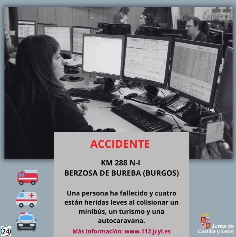 Tragedia en Burgos: muere una mujer y hay cuatro heridos en choque de vehículos.