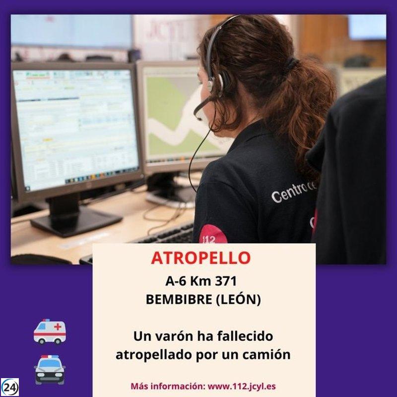 Hombre muere atropellado por un camión en la A-6 en Bembibre.