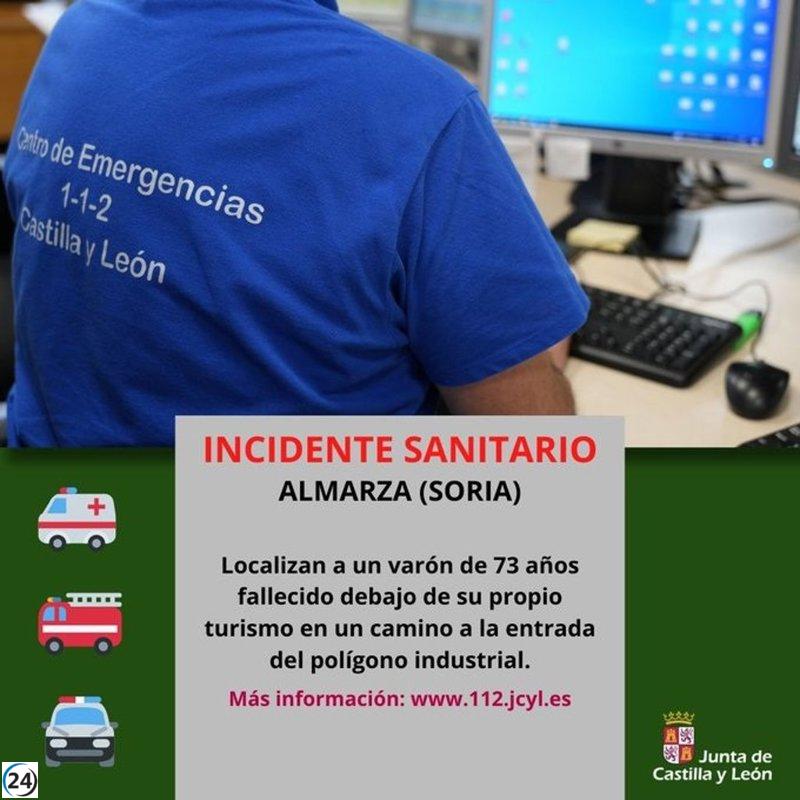 Encuentran el cuerpo sin vida de un hombre de 73 años bajo su coche en Almarza, Soria.