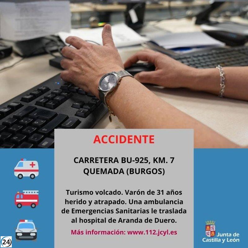 Un hombre de 31 años resulta herido en accidente vehicular en la BU-925, en Quemada.