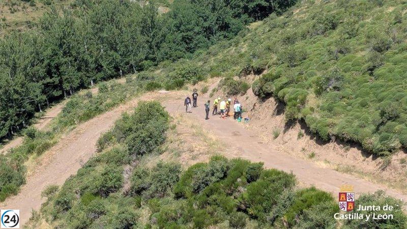Mujer de 63 años es salvada tras descompensarse en pista de Llamazares, León.