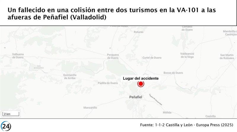 Tragedia en Peñafiel: choque de vehículos deja un muerto en la VA-101.