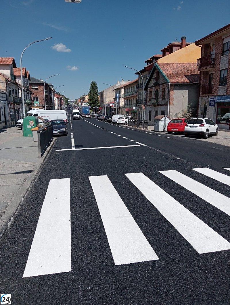 Acaban los trabajos para reducir el ruido en la N-6 en San Rafael, Segovia.