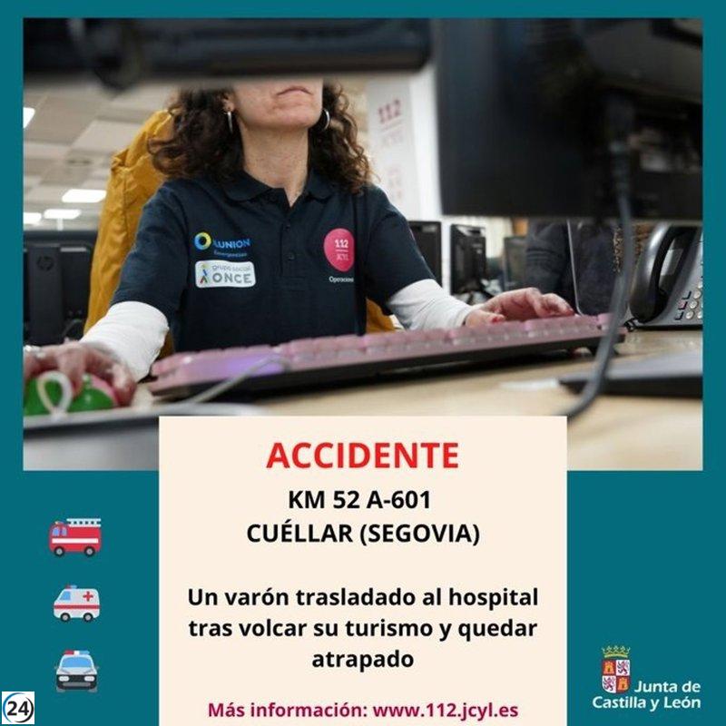 Accidente en la A-601 en Cuéllar deja a un herido.