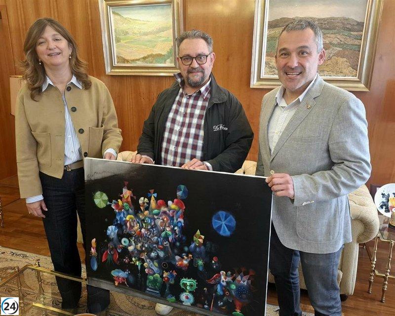 El artista leonés José de León regala una obra de su serie 'Las mil y una noches' a la Universidad de León.
