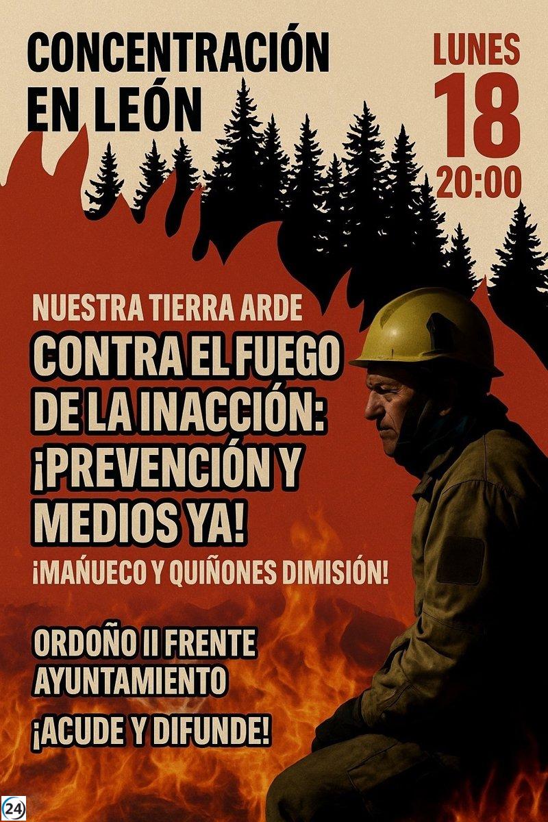 Llaman a manifestarse el lunes en León por la declaración de emergencia por incendios forestales.
