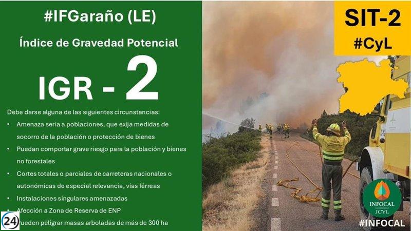 Molinaseca y Garaño enfrentan graves incendios forestales de nivel 2.