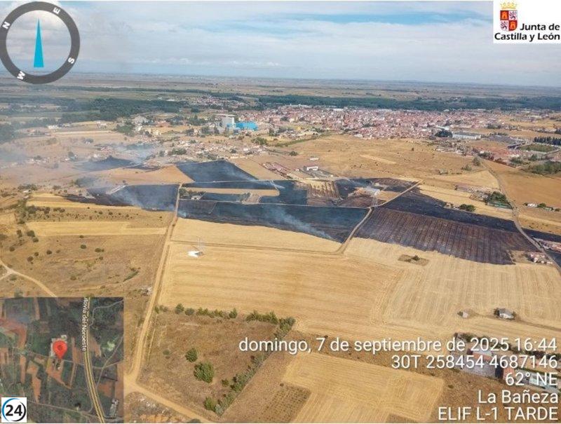 Incendio en Santiago de la Valduerna (León) clasificado como de baja gravedad.