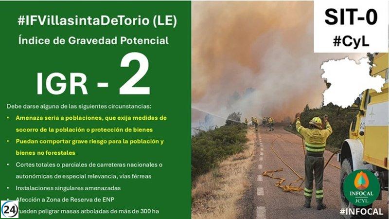 Incendio en Villasinta de Torío activa 25 unidades aéreas y terrestres.