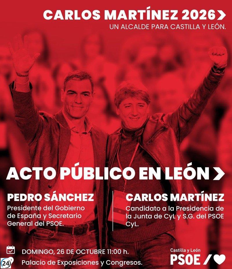 Pedro Sánchez se unirá a Carlos Martínez este domingo en un evento en León.