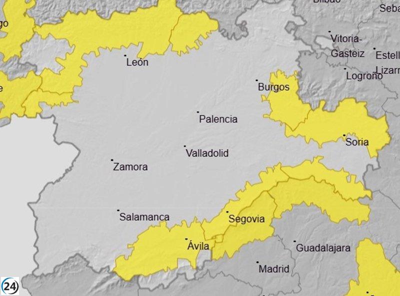 Seis provincias de Castilla y León en alerta por nevadas, excepto Salamanca y Valladolid.