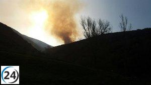 Incendio forestal intencionado en Tonín de Arbás (León) es combatido por medios aéreos y terrestres enérgicamente.
