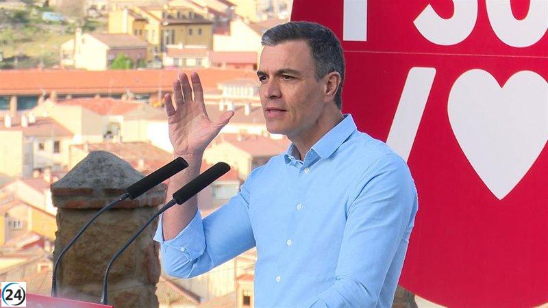 Sánchez asegura que la liga del PSOE el 28M es por la gestión y contra el ruido de la derecha.
