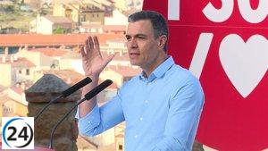 Sánchez asegura que la liga del PSOE el 28M es por la gestión y contra el ruido de la derecha.