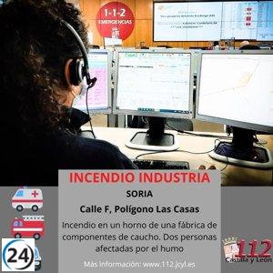 Dos hombres atendidos por inhalación de humo en fábrica de caucho en Soria.
