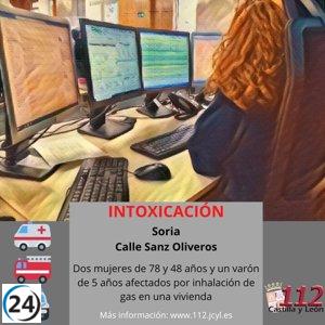 Tres personas, incluyendo un niño, afectadas por inhalación de gas en una casa de Soria.