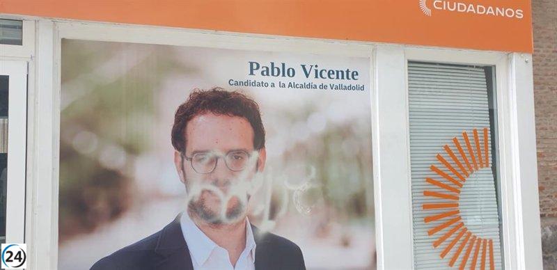 Acto vandálico en caseta electoral de Cs en Valladolid con pintadas sobre candidato.