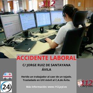 Trabajador resulta herido tras caer 15 metros desde tejado en Ávila