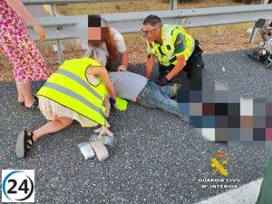 La Guardia Civil salva la vida de un conductor tras amputación de pierna en accidente en León.