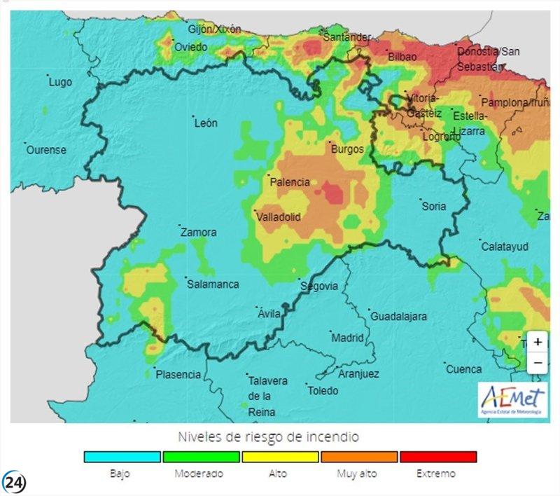 Alto riesgo de incendios en el sur de Burgos el sábado