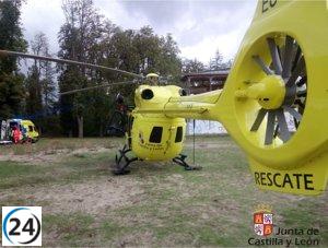 Mujer rescatada tras sufrir lesión en pierna en San Ildefonso, Segovia.