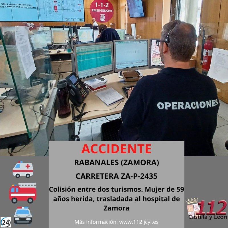 Accidente en Rabanales: Mujer de 59 años herida tras colisión entre dos vehículos