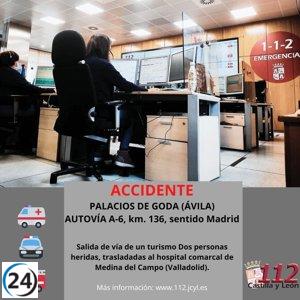 Accidente en la A-6 en Palacios de Goda deja dos personas heridas
