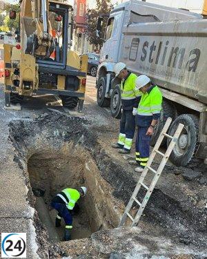 Aquavall estima que la reparación de la avenida de Burgos finalizará a las 21.00 horas