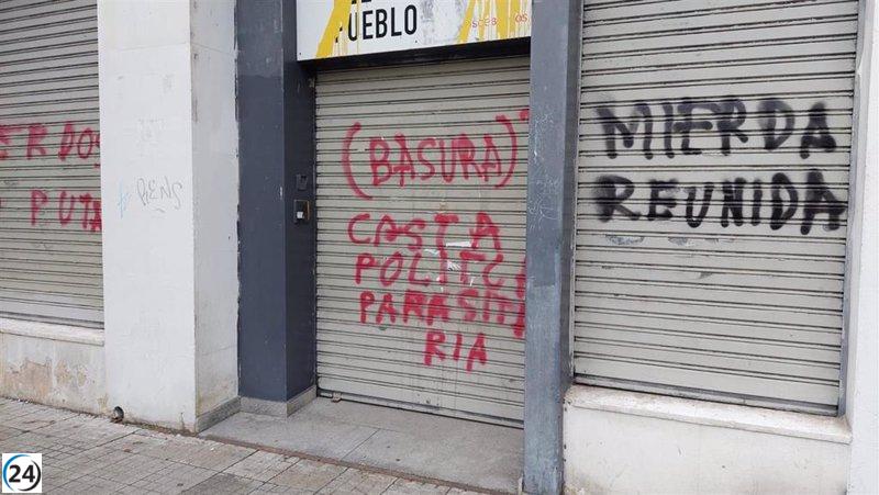 PSOE Burgos: Sede vandalizada con pintadas amenazantes y ofensivas.