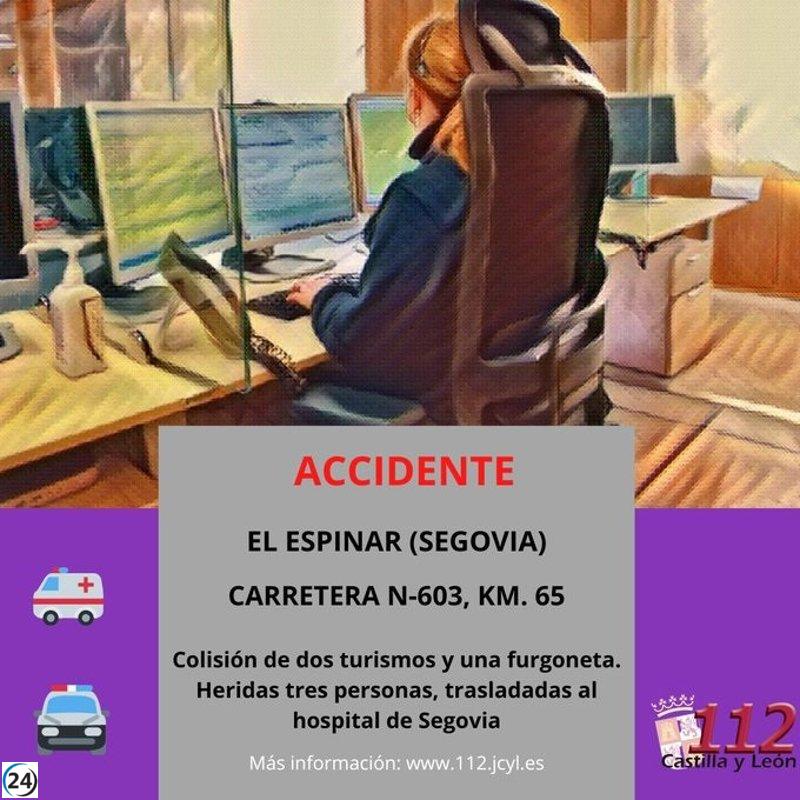 Choque múltiple en la N-603 en El Espinar deja tres personas heridas